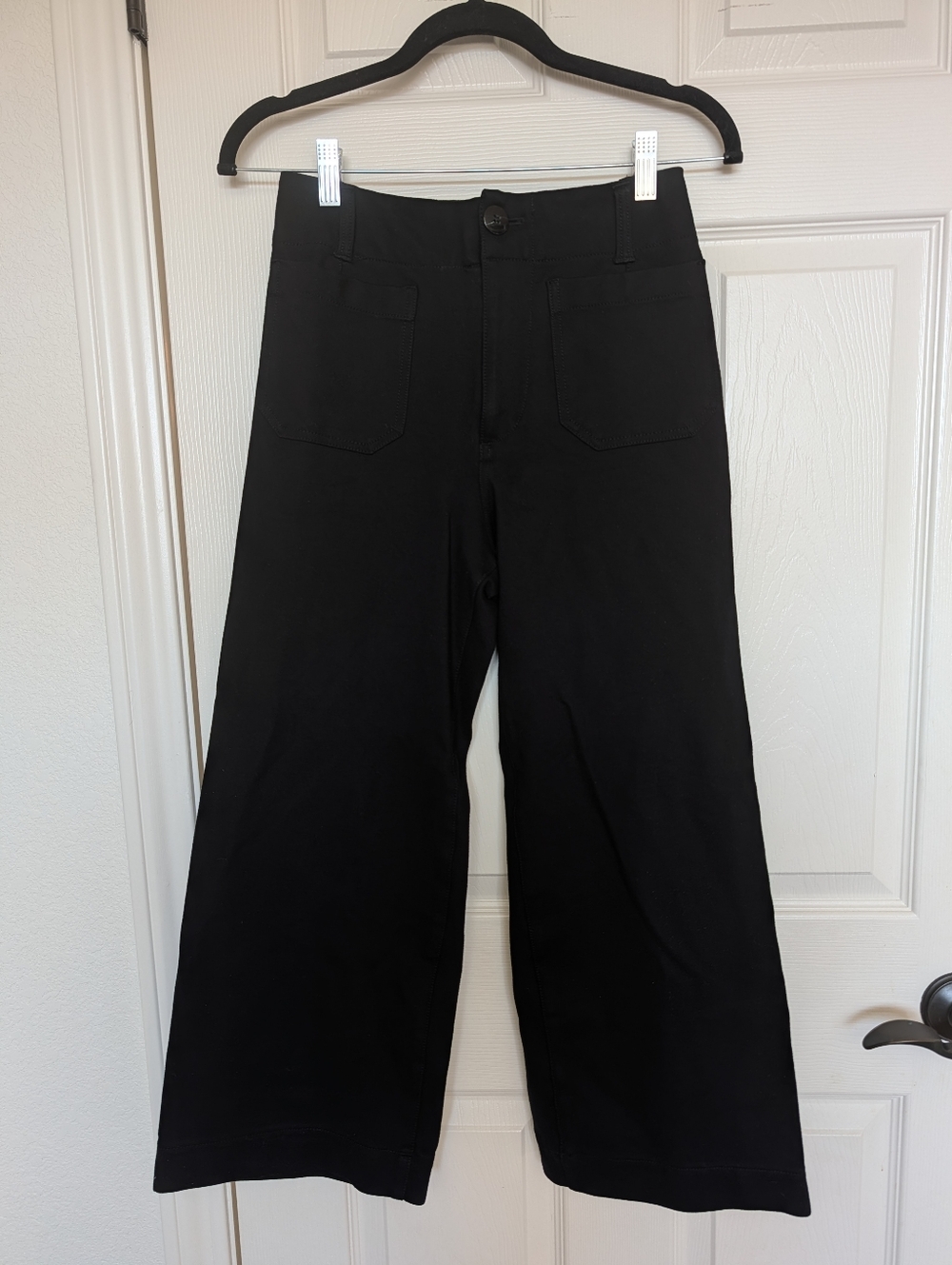 Anthropologie Maeve Colette Knit Crop Wide Leg High Rise Pants Black Sz 26